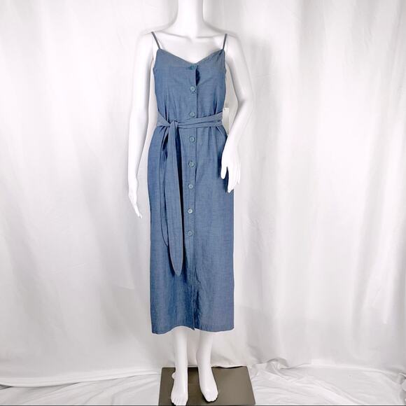 LACAUSA xAnthropologie Chambay Spaghetti Strap Belted Button Down Dress SzXS NWT - Picture 4 of 16
